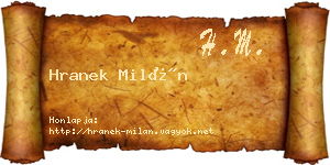 Hranek Milán névjegykártya